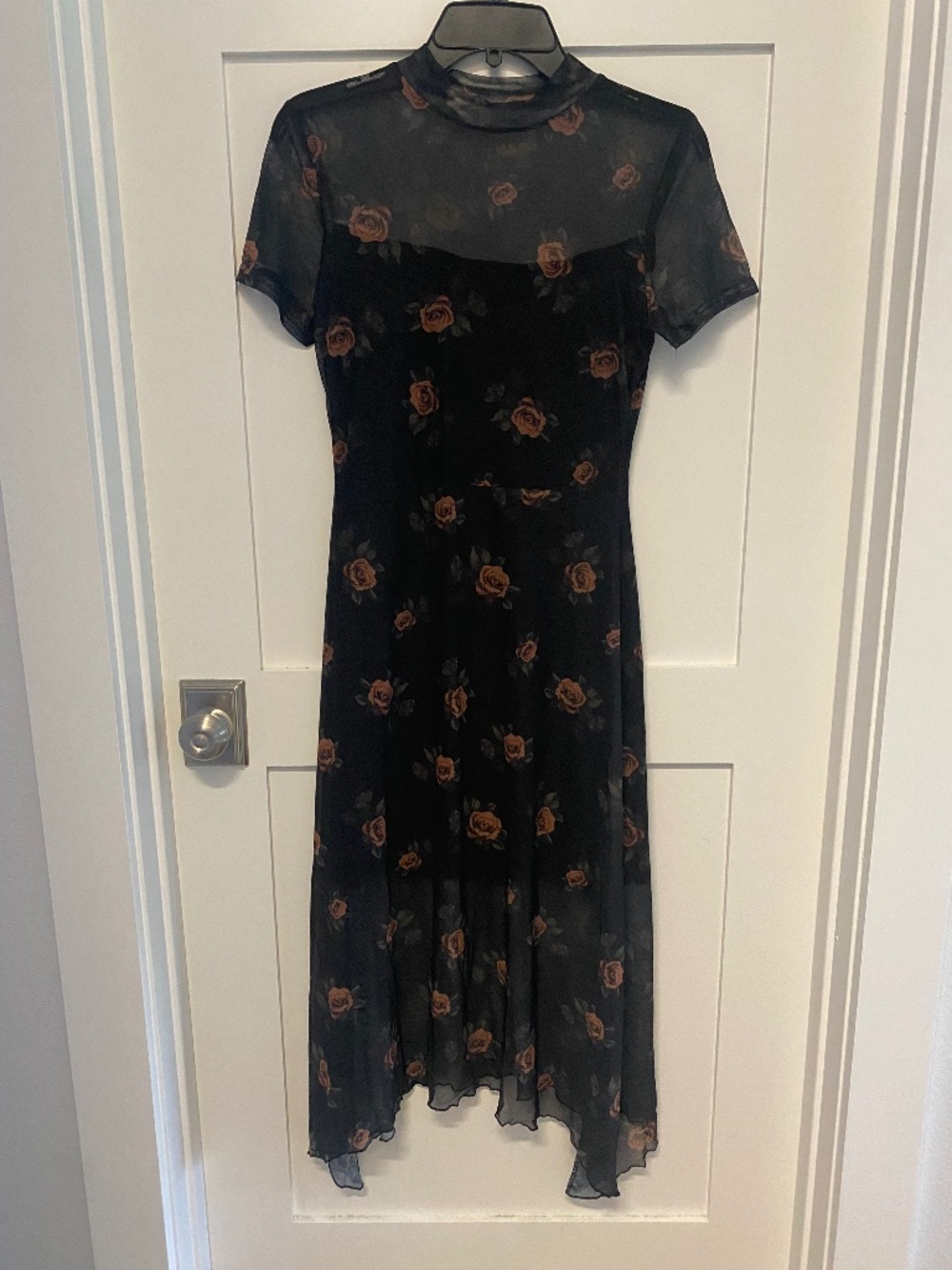 Black floral sheer dress